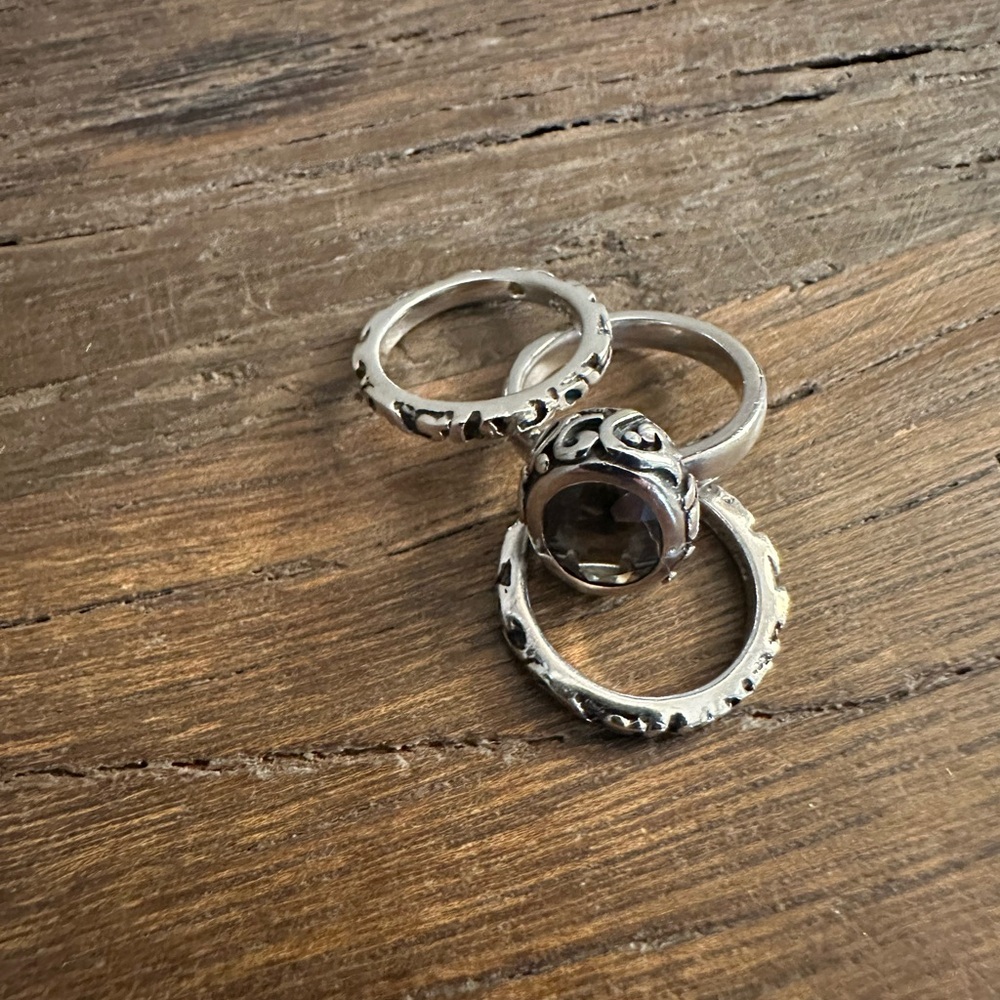 Silpada Silver Rings with Smoky Topaz Stone - Silver